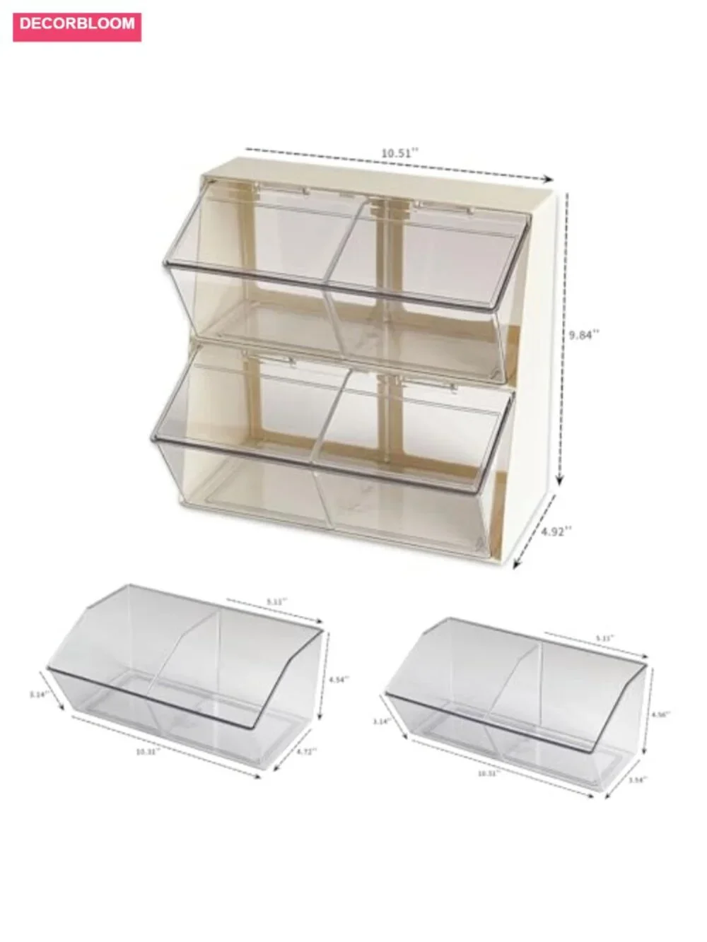 Large Coffee and Tea Organizer with Lid, Plastic Creamer Holder for Coffee Bar,